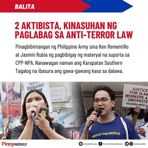 Pinoy Weekly On Twitter Balita Aktibista Kinasuhan Ng Paglabag