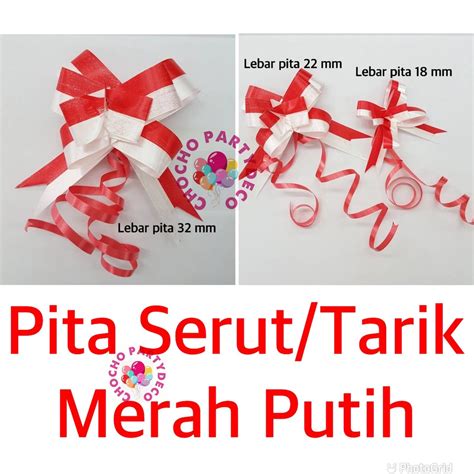 Jual 10pc Pita Serut Merah Putih Hut RI 18mm 23mm 32mm Pita Serut