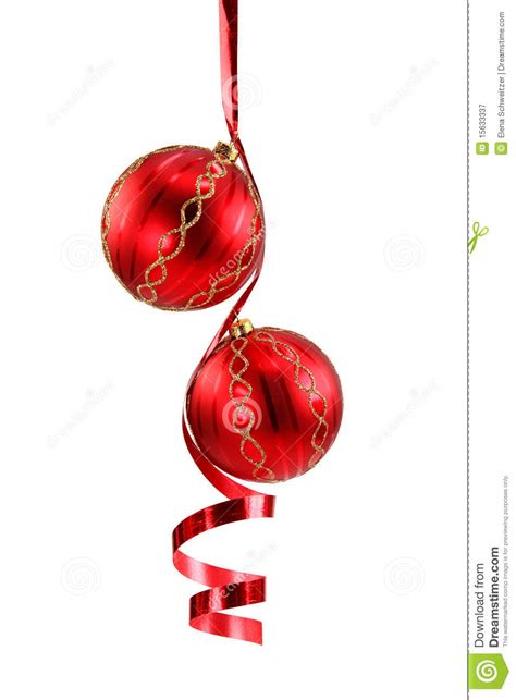 Esfera Vermelha Do Natal Uma Fita Curly Imagem De Stock Imagem De