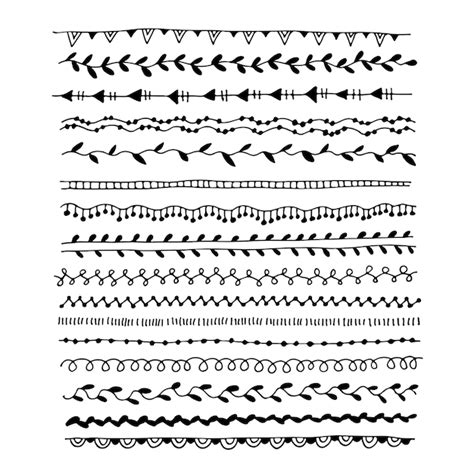 Bordes de garabatos florales conjunto de líneas vectoriales de flores