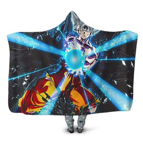 Dragon Ball Z Goku Ultra Instinct Kamehameha Hooded Blanket