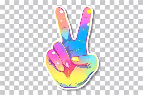 Rainbow Hand Peace Sticker Colorful Unity Free PNG Sticker