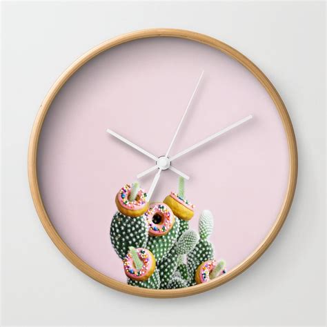 Donut Cactus In Bloom Wall Clock By Picturing Juj Society6