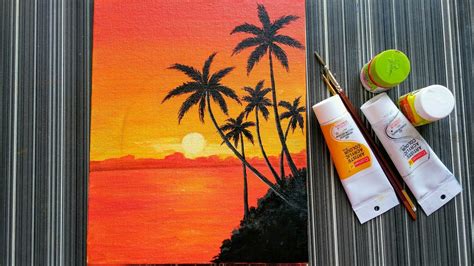 Easy Simple Beach Sunrise Painting - kashmittourpackage