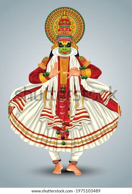 Kerala Traditional Folk Dance Kathakali Full Stock Vector Royalty Free