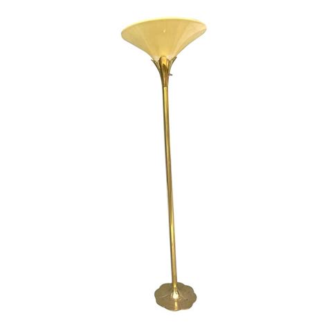 Mid 20th Century Art Deco Hollywood Regency Brass Lily Lotus Stiffel Torchiere Floor Lamp Chairish