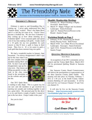 Fillable Online Newsletter February Final Friendship Knot