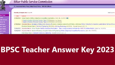 Bpsc Teacher Answer Key 2023 Soon Pdf Download Link