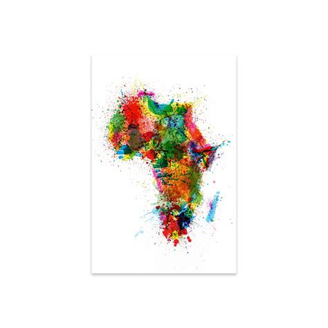 Paint Splashes Map Of Africa Print On Acrylic Glass By Michael Tompsett