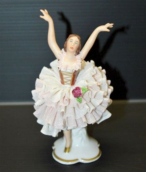 Statuette Danseuse Ballerine Porcelaine Allemande Dresden Sign E Dune