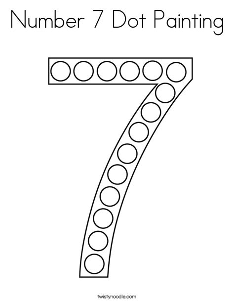 Number 7 Dot Painting Coloring Page Twisty Noodle