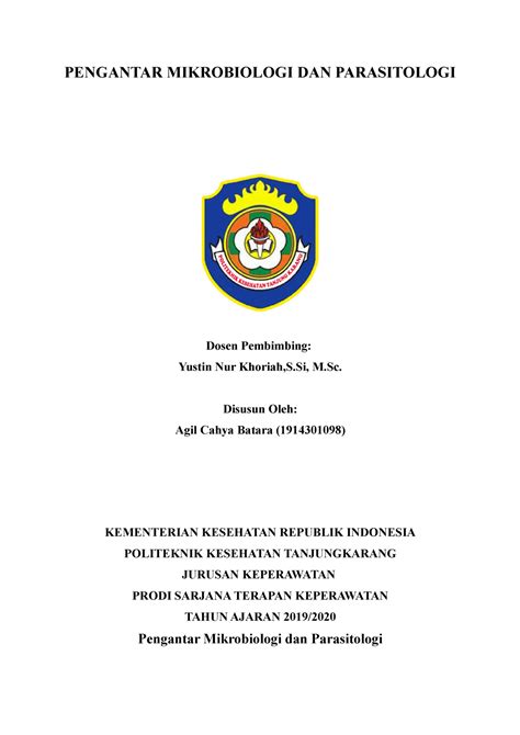 Pengantar Mikrobiologi Dan Parasitologi Agil Cahya Batara 1914301098 Pengantar Mikrobiologi