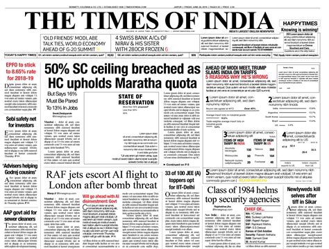 Typography The Times Of India Newspaper Layout Newspaper Design Swiss