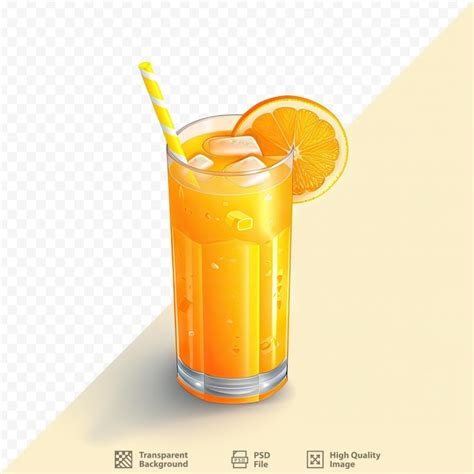 Una Imagen De Un Vaso De Jugo De Naranja Con Una Pajita Archivo PSD