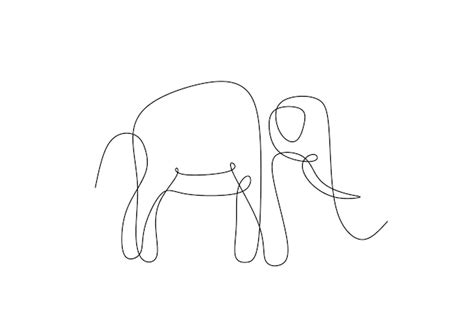 Dessin Au Trait Continu D Un L Phant Vecteur Premium