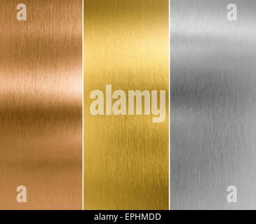 Metal Texture Background Gold Silver Bronze Collection Stock Photo