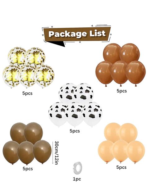 Pcs Dark Brown Balloons Cow Print Balloon Gold Color Confetti Nude