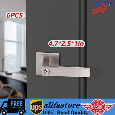 6 Pack Zinc Alloy Square Door Levers With Privacy Lock For Bedroom And