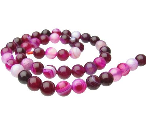 Fuchsia Dyed Banded Agate Round Gemstone Beads 8mm Strand My Beads