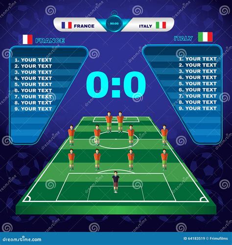 Soccer Match Scoreboard on a Playfield Stock Vector - Illustration of