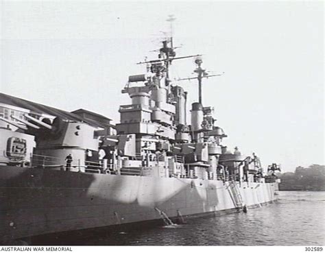 Sydney Nsw 1947 05 Detail View From Off The Port Bow Of The Light Cruiser Uss Duluth Cl 87