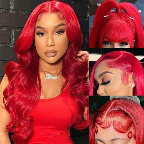 Lotulo Red Wig Human Hair 13x4 Red Lace Front Wigs Human Hair 200 Density Body