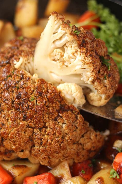 Whole Roasted Cauliflower With Savory Gravy