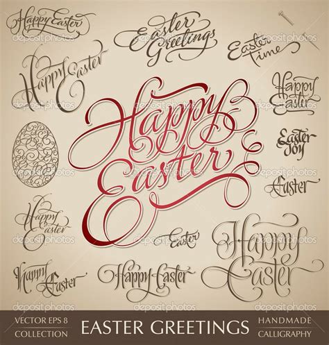 Easter Greetings Hand Lettering Set Vector — Stock Vector Ostern