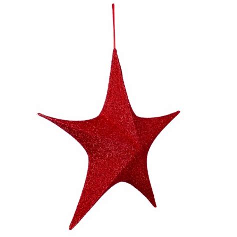 Northlight Red Tinsel Foldable Christmas Star Outdoor Decoration