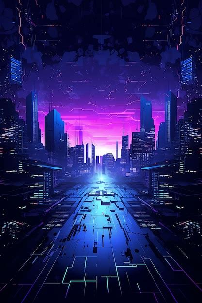 Premium AI Image Cyber Warfare Digital Landscape With Neon Lights