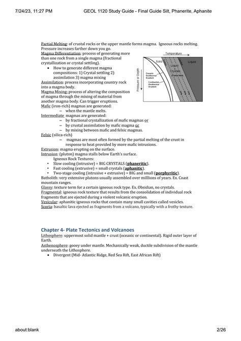 Solution Geol Study Guide Final Guide Silt Phanerite Aphanite