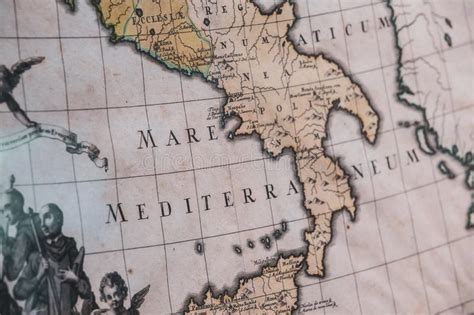 Antiguo Mapa Del Mar Mediterr Neo De Italia Stock De Ilustraci N