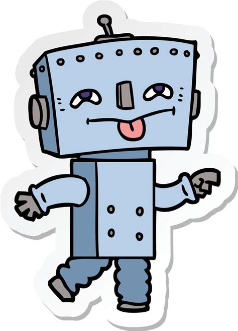 Sticker Of A Cartoon Robot 10476525 Vector Art At Vecteezy