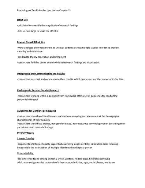 Psy 333 Chapter 2 Lecture Notes 3 Psychology Of Sex Roles Lecture Notes Chapter 2 Effect