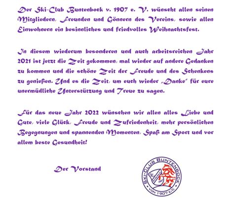 Frohe Weihnachten Ski Club Buntenbock Von 1907 E V