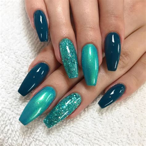 Turquoise Glitter Nails Teal Nails Fancy Nails Green Nails Trendy