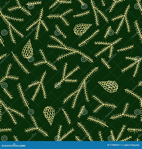 Seamless Pattern With Fir Branches Stock Vector Illustration Of