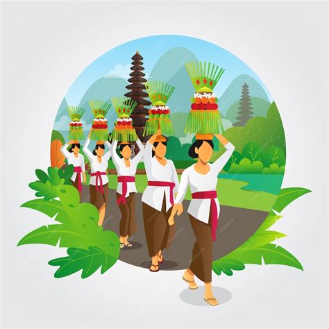 Premium Vector Balinese Galungan Ceremony