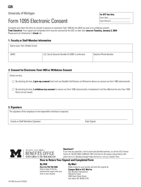 Fillable Online Hr Umich Complete And Return This Form To Consent To Receive An Electronic Form