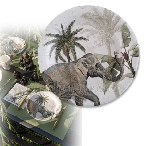 Assiettes Rondes Jungle En Carton Jetable Par 10