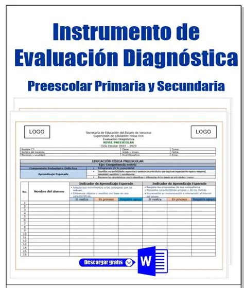 Formatos Instrumento De Evaluación Diagnóstica Para Preescolar Primaria Y Secundaria