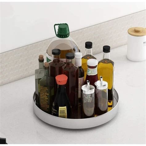 Plateau Tournant Epices Rangement Lazy Susan En Acier Inoxydable Pour