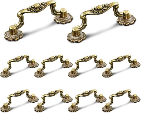 Zernmiarder 10pcs Antique Bronze Cabinet Pulls 3 Inch Hole Centers Vintage Cabinet Drawer