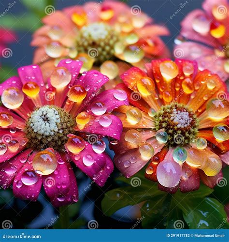 Close Up View Of Flower With Due Drop Generated By Ai Tool Stock