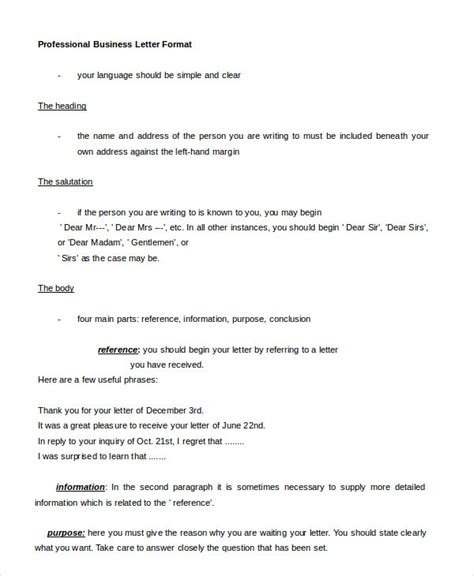 Professional Letter Format 22 Free Word Pdf Documents Download