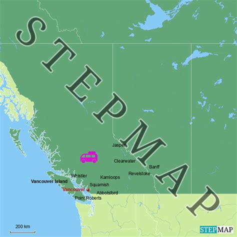 StepMap Kanada Westküste Landkarte für Nordamerika