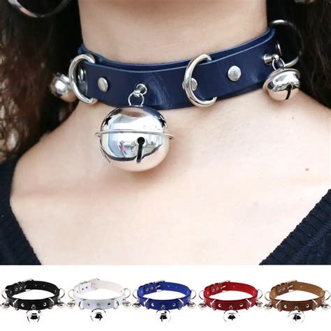 Hip Womens Sexy Punk Goth Leather Collar Pu Leather Buckle Bell Collar