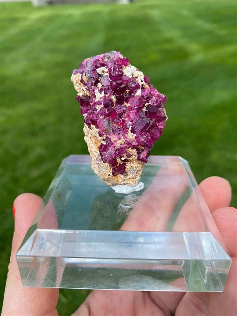 Raw Pink Tourmaline Stone On Acrylic Stand New Moon Beginnings