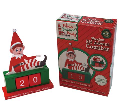 Wooden Elf Advent Counter Wood Calendar Table Centerpiece Wooden