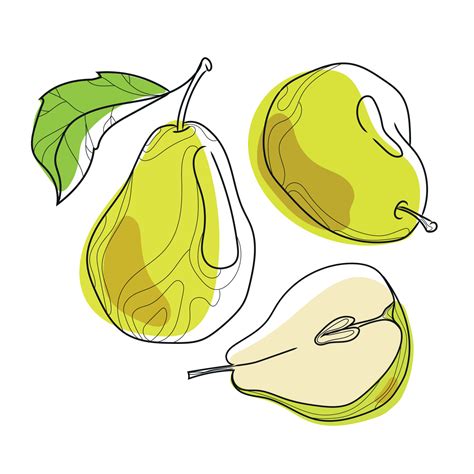 Abstract Pear Drawing In Modern Line Art Style Vector Illustration